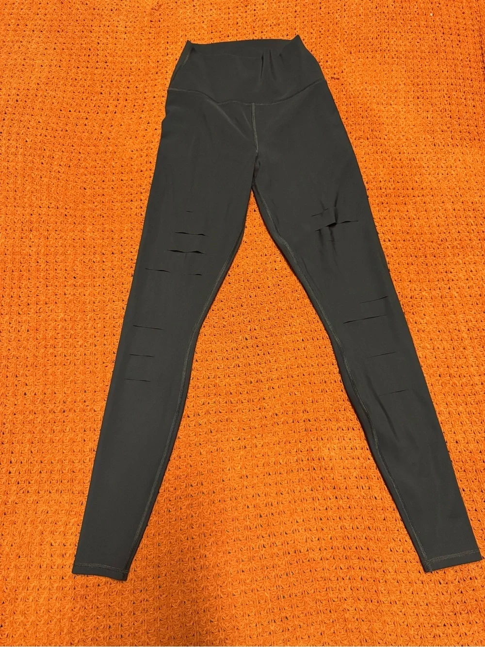 ALO Yoga Black High-Waist Distressed Leggings